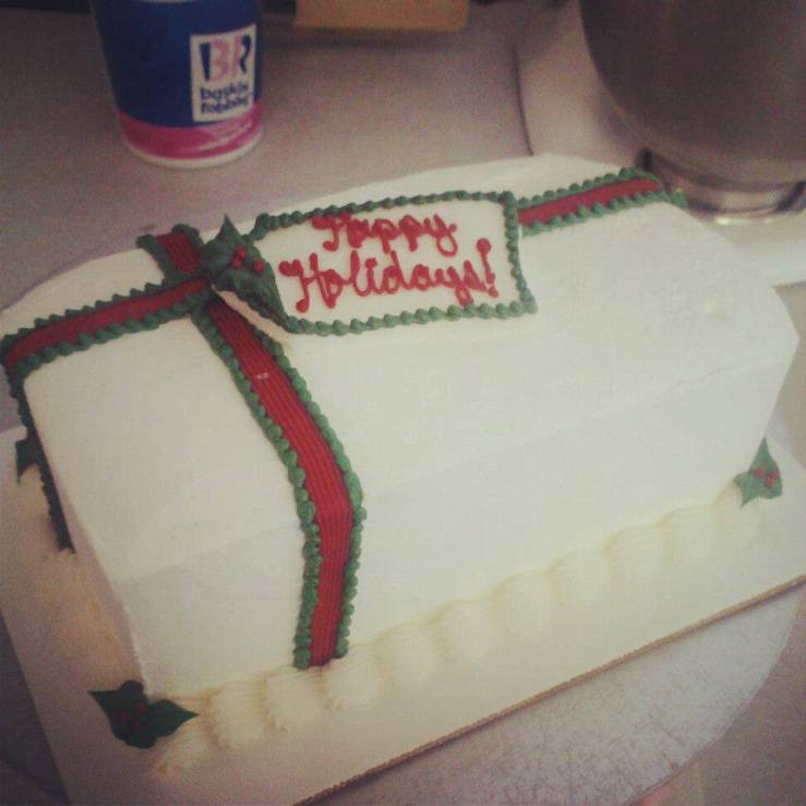 Christmas present ice cream cake 